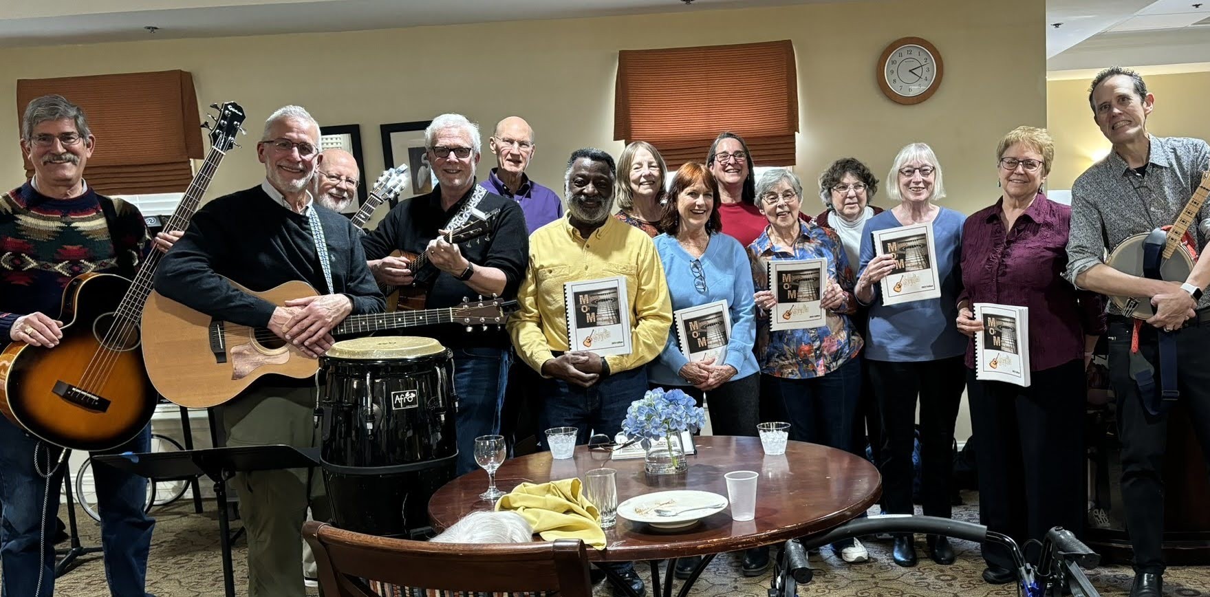 MOM group after performing at Brighton Gardens in 2024. They were there paying a visit to Barry Taylor.